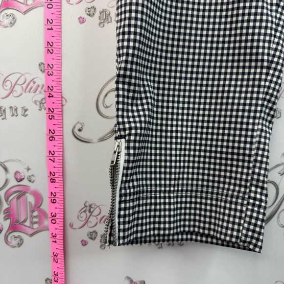 abacus capri pants plaid gingham picnic Black & White Gingham Pants peddle push - Picture 3 of 15